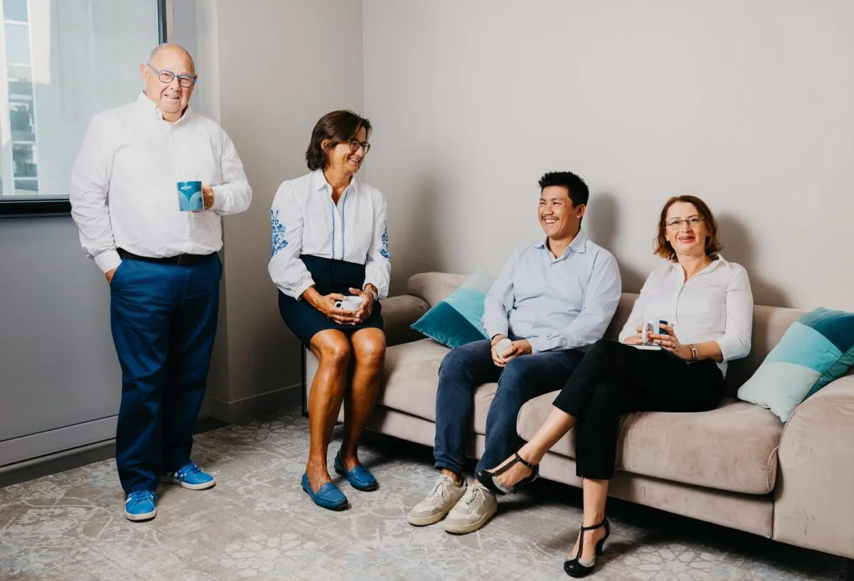 Four Aérogestion consultants in the firm’s lounge area