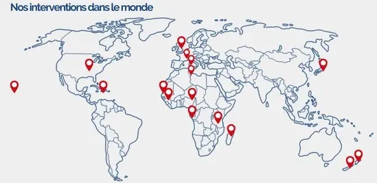 Map of the countries where Aérogestion works